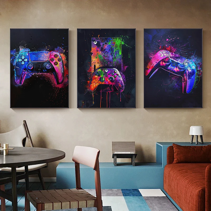 Watercolor Neon Video Game Pos - Video Gaming & Esports Usd Acc review and price